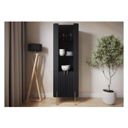 Witryna Malmi 60 cm - czarny mat / złote nóżki